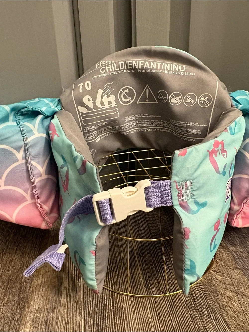 Mermaid Print Kids Swim Arm Bands in Pink and Aqua